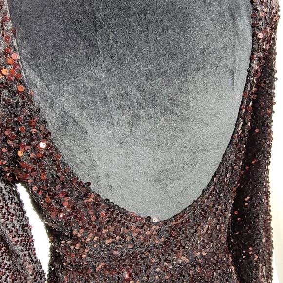 SHEIN Black (Burgundy/Maroon Shimmer) Sequin Dress - Picture 8 of 10
